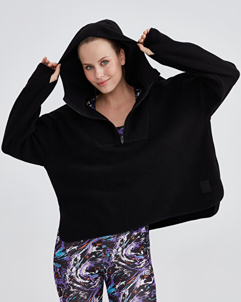 Skechers W Outdoor Fleece Half Zip Sherpa Kadın Siyah Sweatshirt S232297-001-5