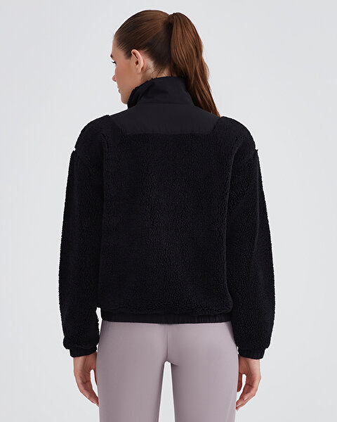 Skechers W Outdoor Fleece Half Zip Sherpa Kadın Siyah Mont S232298-001-4