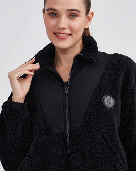 Skechers W Outdoor Fleece Half Zip Sherpa Kadın Siyah Mont S232298-001-6