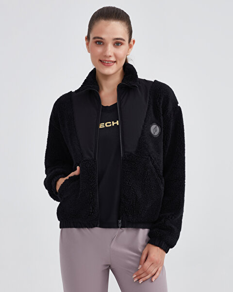 Skechers W Outdoor Fleece Half Zip Sherpa Kadın Siyah Mont S232298-001-3
