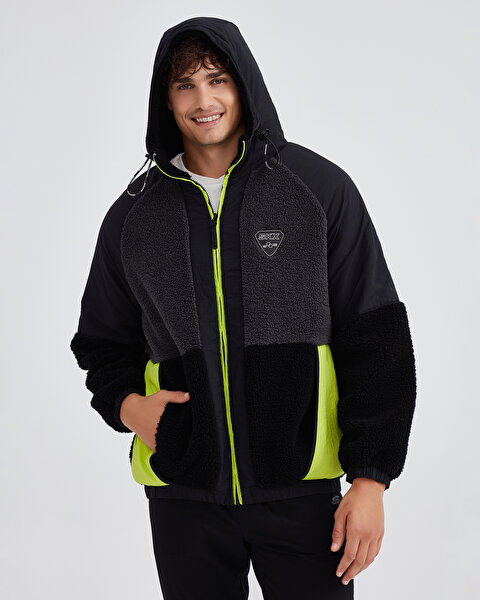 Skechers M Outdoor Fleece Full Zip Sherpa Erkek Siyah Mont S232310-001-5
