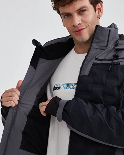 Skechers M Outerwear Padded Jacket Erkek Gri Mont S232407-003-5