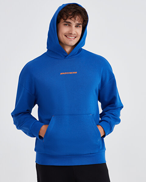 Skechers M Essential Hoodie Sweatshirt Erkek Mavi Sweatshirt S232438-403-3