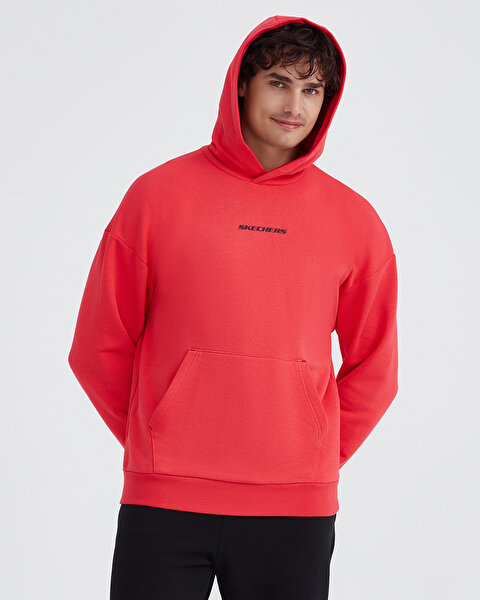 Skechers M Essential Hoodie Sweatshirt Erkek Kırmızı Sweatshirt S232438-600-5