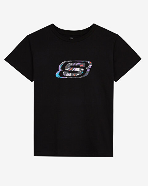 Skechers W Graphic Tee Crew Neck T-shirt Kadın Siyah Tshirt S232458-001-5