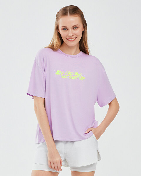 Skechers Graphic T shirt W Short Sleeve Kad n Lila Tshirt S241102 505