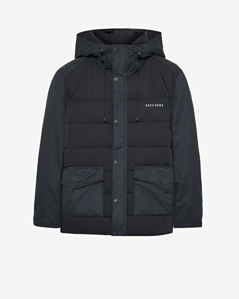 Skechers M Outerwear Padded Jacket Erkek Siyah Mont S242077-001-4
