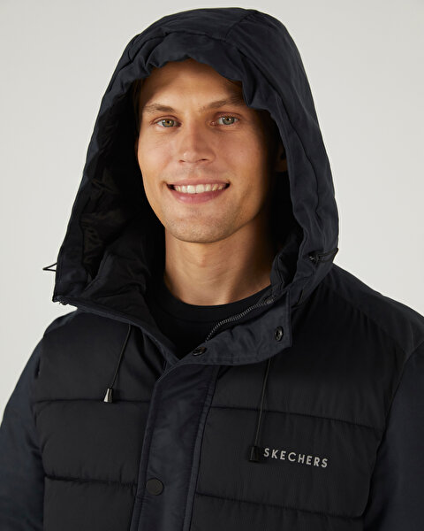 Skechers M Outerwear Padded Jacket Erkek Siyah Mont S242077-001-2