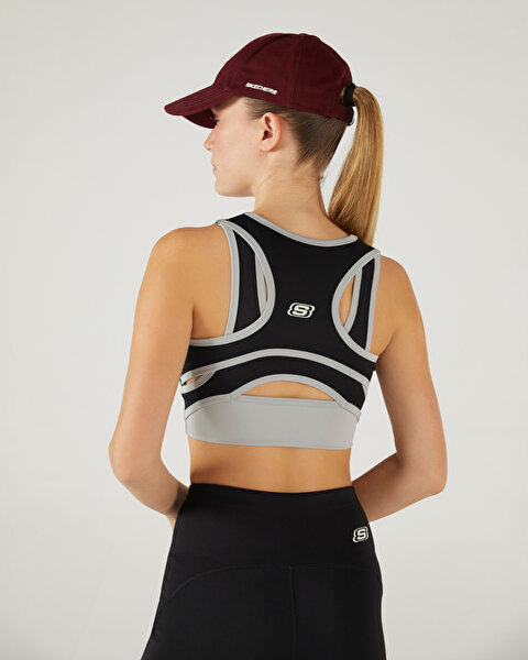 Skechers W Performance Coll. Mid Support Bra Kadın Siyah Sporcu Sütyeni S242194-001-1