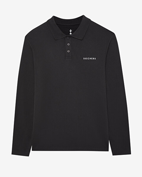 Skechers M Polo Casual Comfort Long Sleeve Polo Erkek Siyah Polo Yaka Tshirt S242198-001-4