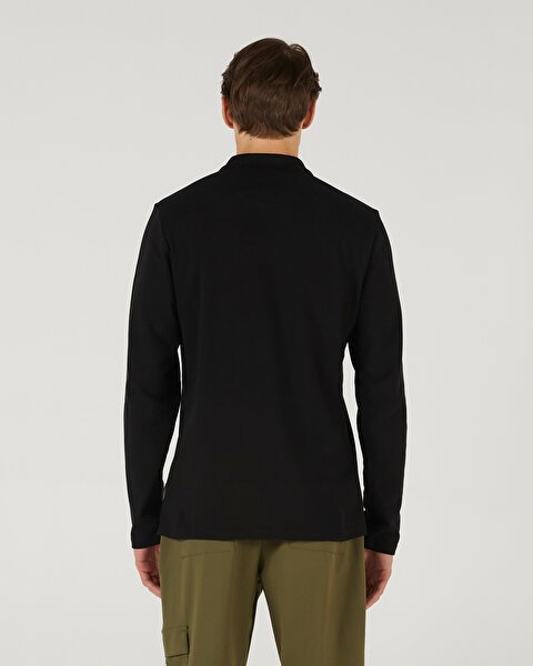 Skechers M Polo Casual Comfort Long Sleeve Polo Erkek Siyah Polo Yaka Tshirt S242198-001-1