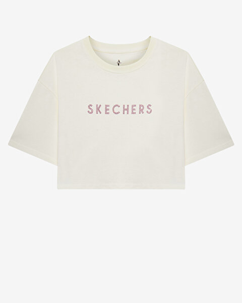 Skechers W Crop Fit Graphic Tee T-shirt Kadın Beyaz Tshirt S2510147-102-5