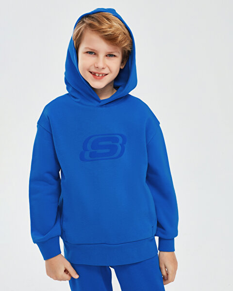 Skechers Essential B Hoodie Sweatshirt Büyük Erkek Çocuk Mavi Sweatshirt SK232064-403-1