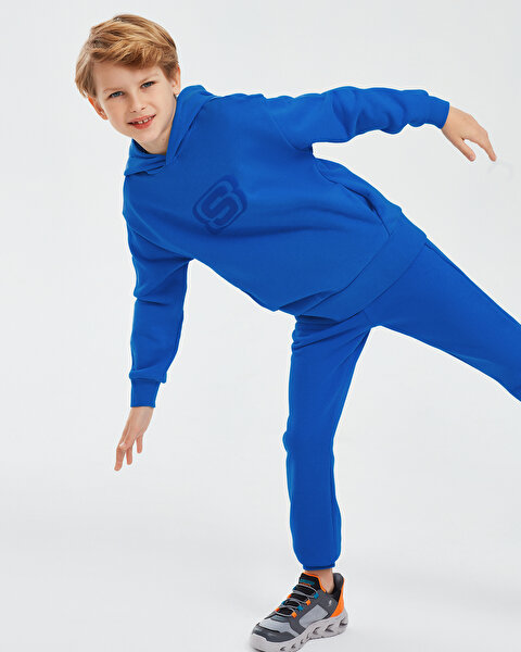 Skechers Essential B Hoodie Sweatshirt Büyük Erkek Çocuk Mavi Sweatshirt SK232064-403-2