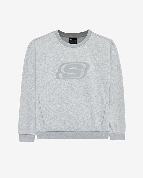 Skechers B Essential Crew Neck Sweatshirt Büyük Erkek Çocuk Gri Sweatshirt SK232065-036-5