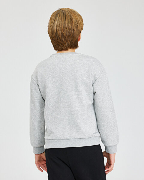 Skechers B Essential Crew Neck Sweatshirt Büyük Erkek Çocuk Gri Sweatshirt SK232065-036-4