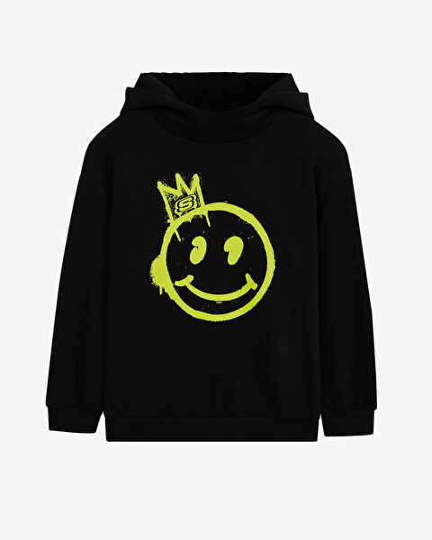 Skechers B Heavy Weight Fleece Hoodie Sweatshirt Büyük Erkek Çocuk Siyah Sweatshirt SK232184-001-4