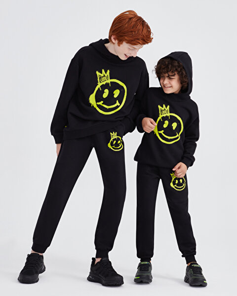 Skechers B Heavy Weight Fleece Hoodie Sweatshirt Büyük Erkek Çocuk Siyah Sweatshirt SK232184-001