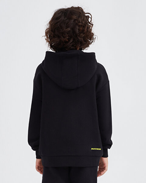 Skechers B Heavy Weight Fleece Hoodie Sweatshirt Büyük Erkek Çocuk Siyah Sweatshirt SK232184-001-2