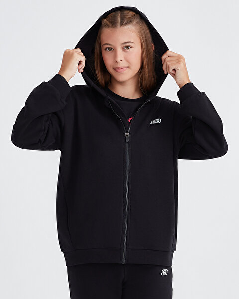 Skechers G Lw Fleece Full Zip Hoodie Sweatshirt Büyük Kız Çocuk Siyah Sweatshirt SK232219-001-1