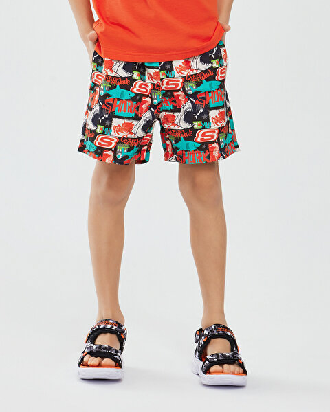 Skechers Swimwear B 5 Inch Swimshort Büyük Erkek Çocuk Turuncu Deniz Şortu SK241104-700-2