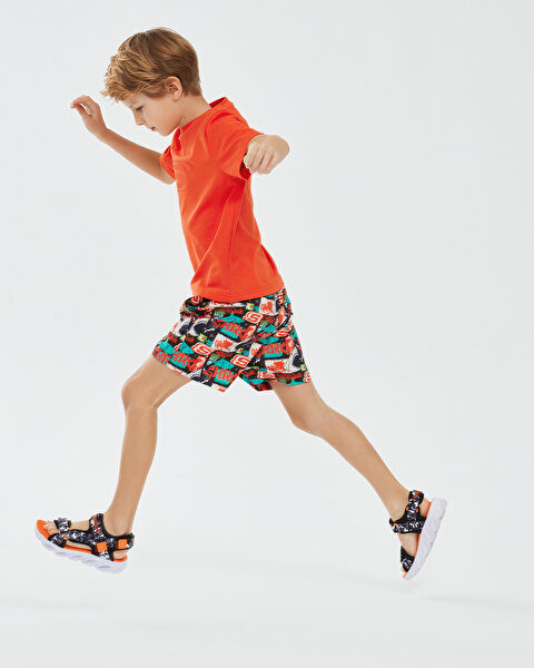Skechers Swimwear B 5 Inch Swimshort Büyük Erkek Çocuk Turuncu Deniz Şortu SK241104-700-4