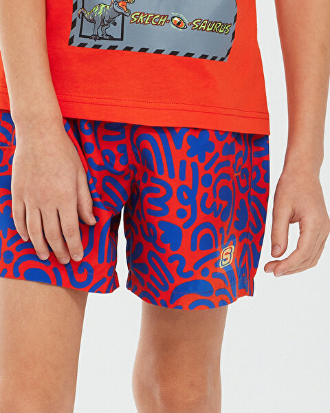 Skechers Swimwear B 5 Inch Swimshort Büyük Erkek Çocuk Turuncu Deniz Şortu SK241108-700-4