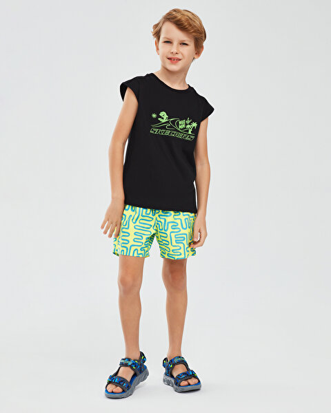 Skechers Swimwear B 5 Inch Swimshort Büyük Erkek Çocuk Haki Deniz Şortu SK241109-299-2