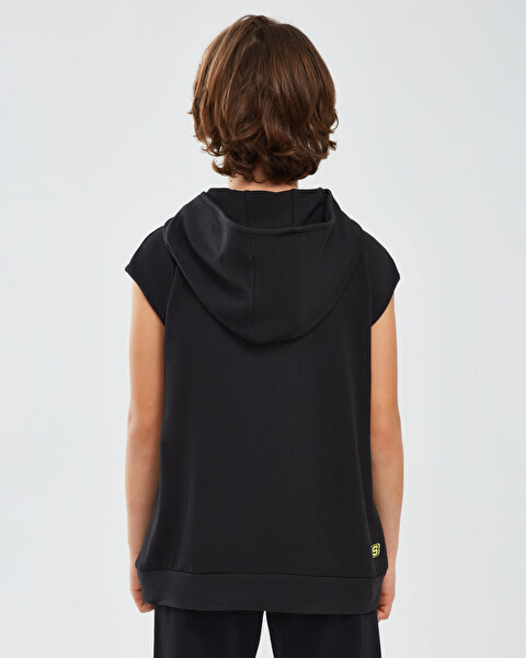 Skechers Lightweight Fleece Two Yarn B Sleeveless Hoodie Sweatshirt Büyük Erkek Çocuk Siyah Sweatshi-3