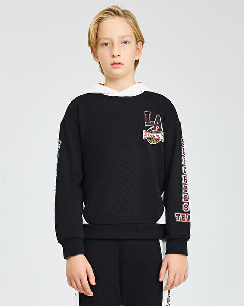 Skechers B Lw Fleece Hoodie Sweatshirt Büyük Erkek Çocuk Siyah Sweatshirt SK242050-001-3