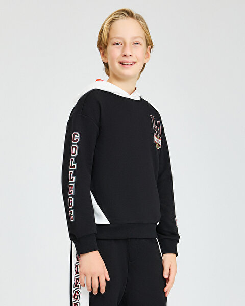 Skechers B Lw Fleece Hoodie Sweatshirt Büyük Erkek Çocuk Siyah Sweatshirt SK242050-001-4