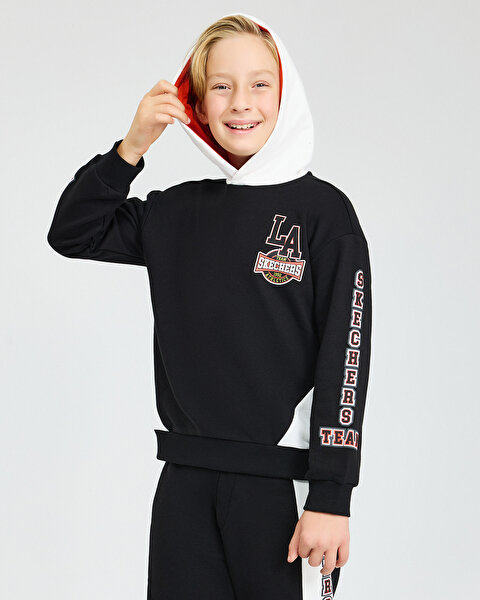 Skechers B Lw Fleece Hoodie Sweatshirt Büyük Erkek Çocuk Siyah Sweatshirt SK242050-001-1