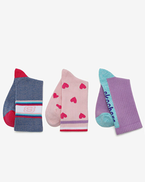 Skechers G Socks 3 Pack Crew Cut Sock Büyük Kız Çocuk Çok Renkli Çorap SK242119-900-1