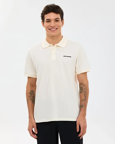 Skechers M Short Sleeve Polo Erkek Ekru Polo Yaka Tshirt S211800-1208