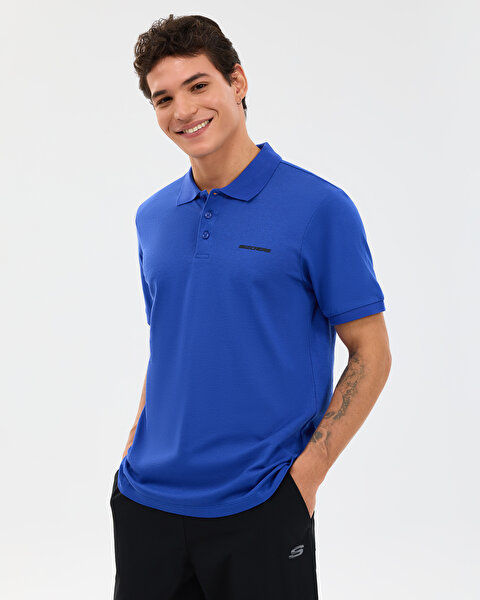 Skechers M Short Sleeve Polo Erkek Mavi Polo Yaka Tshirt S211800-1730-3