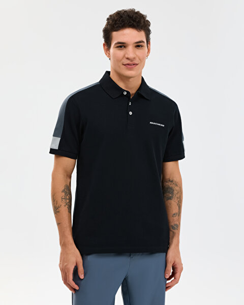 M Color Block Detail Polo Erkek Siyah Polo Yaka Tshirt S221047-3817