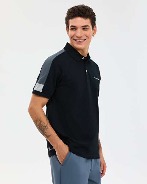 Skechers M Color Block Detail Polo Erkek Siyah Polo Yaka Tshirt S221047-3817-1