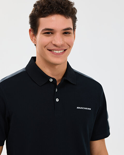 Skechers M Color Block Detail Polo Erkek Siyah Polo Yaka Tshirt S221047-3817-3