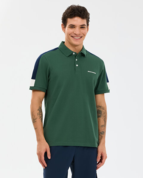 M Color Block Detail Polo Erkek Haki Polo Yaka Tshirt S221047-4255