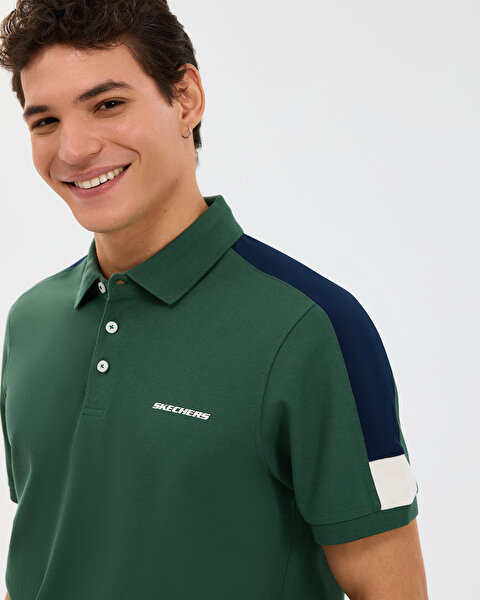 Skechers M Color Block Detail Polo Erkek Haki Polo Yaka Tshirt S221047-4255-4