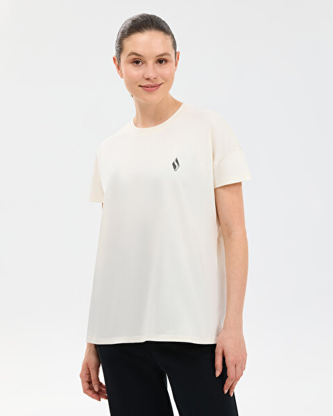 W Crew Neck Graphic Tee T-shirt Kadın Beyaz Tshirt S221482-3855