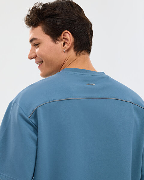 Skechers M Graphic Tee Reflect Logo Oversize T-shirt Erkek Lacivert Tshirt S231094-0558-4