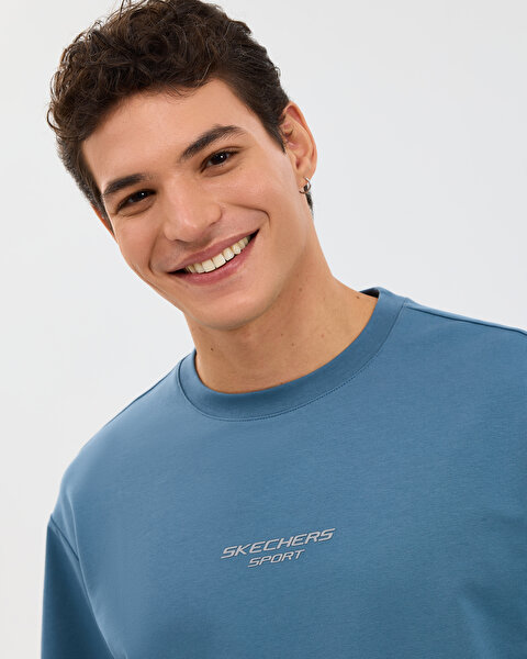 Skechers M Graphic Tee Reflect Logo Oversize T-shirt Erkek Lacivert Tshirt S231094-0558-5