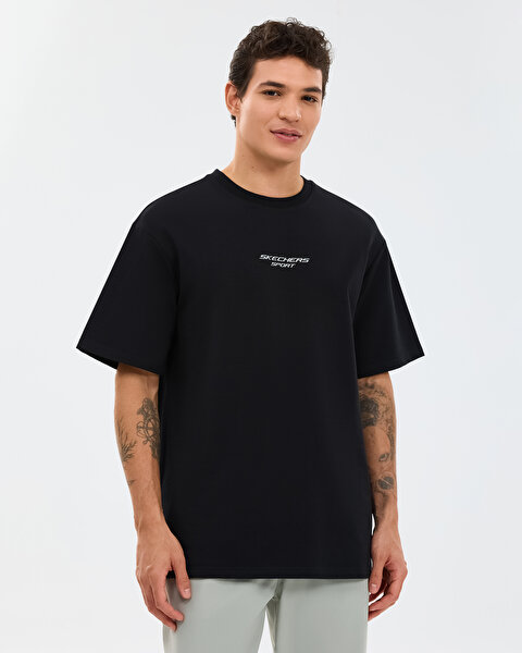 M Graphic Tee Reflect Logo Oversize T-shirt Erkek Siyah Tshirt S231094-3817
