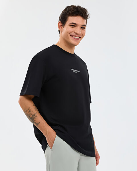 Skechers M Graphic Tee Reflect Logo Oversize T-shirt Erkek Siyah Tshirt S231094-3817-1