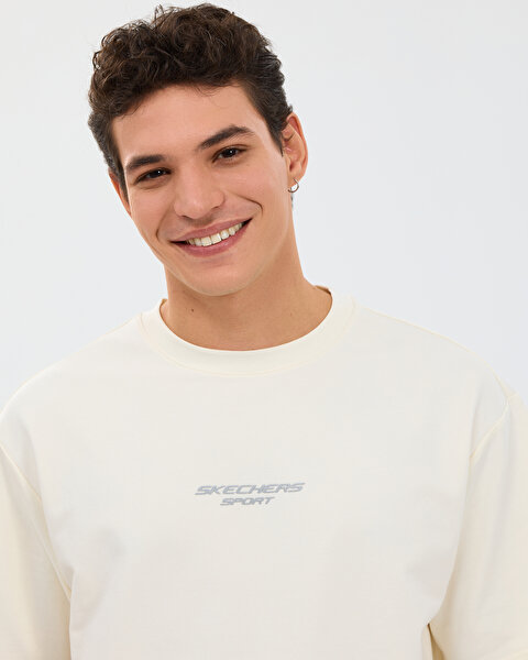 Skechers M Graphic Tee Reflect Logo Oversize T-shirt Erkek Beyaz Tshirt S231094-3855-5