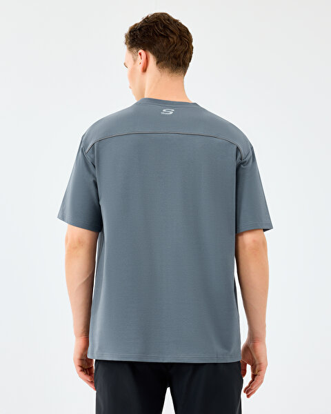 Skechers M Graphic Tee Reflect Logo Oversize T-shirt Erkek Gri Tshirt S231094-3998-2