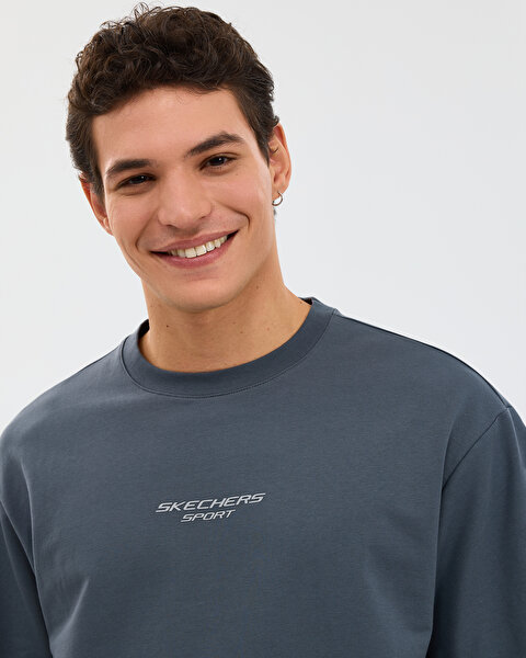 Skechers M Graphic Tee Reflect Logo Oversize T-shirt Erkek Gri Tshirt S231094-3998-3