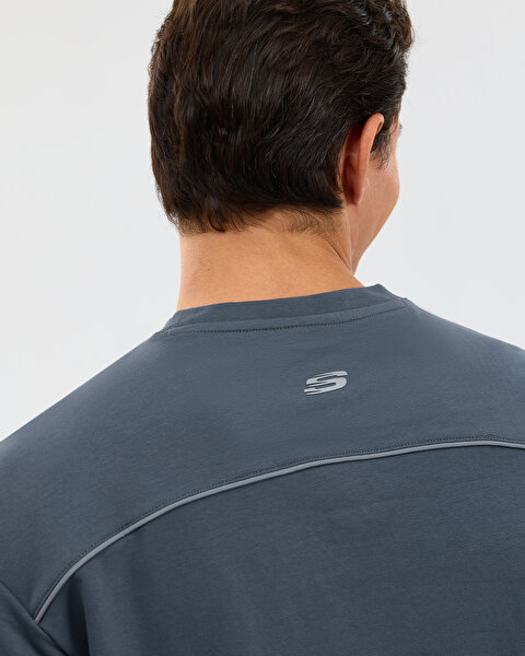 Skechers M Graphic Tee Reflect Logo Oversize T-shirt Erkek Gri Tshirt S231094-3998-4