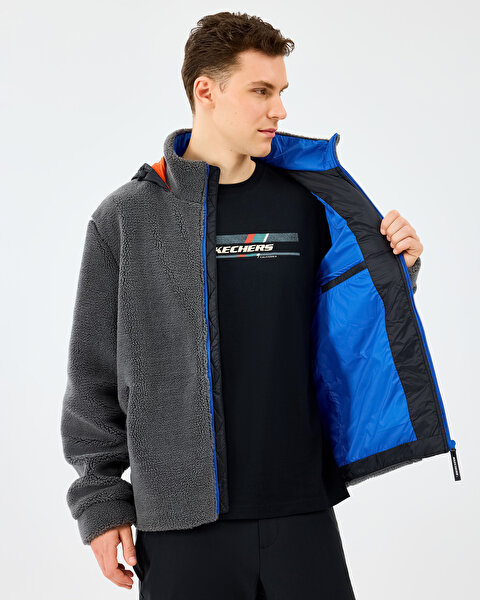 Skechers M Outdoor Fleece Full Zip Sherpa Erkek Gri Mont S242039-035-4